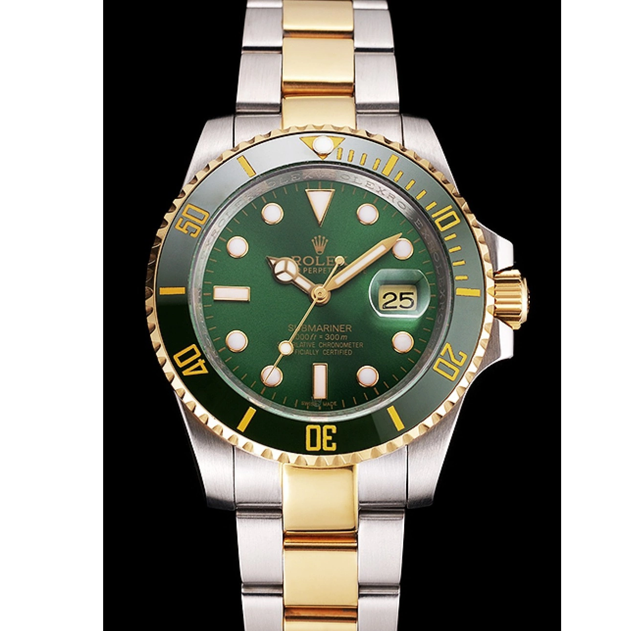 AAA Replica Watches Swiss Steel Rolex Tone Two Submariner Green Gold Bezel And Dial Bracelet 0806